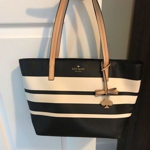 Kate Spade Black and Cream Striped Bag